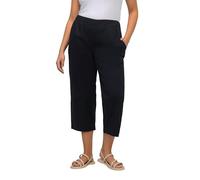 Ulla Popken Ladies Plus Size Plus Size 7/8 Ruby Chino Trousers Elastic Waist Wide Straight Leg, Navy, 50W x 32L