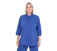 Ulla Popken Ladies Plus Size Plus Size Blouse Bubble Quality Shirt Collar 3/4 Sleeve, Cobalt Blue, 24/26