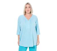 Ulla Popken Women's Bubble-Tunika, Biesen, Herzausschnitt, 3/4-arm Tunic, Deep Aqua, 46-48 Große Größen