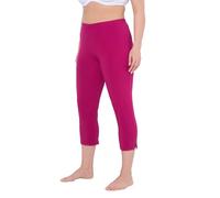 Ulla Popken Ladies Plus Size Plus Size Capri Trousers 7/8 Length Elasticated Waist Up to Size 66/68, Fuchsia, 61W / 32L
