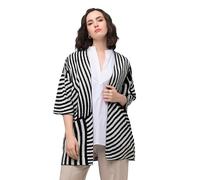 Ulla Popken Ladies Plus Size Plus Size Cardigan Jacquard Fine Knit Stand-Up Collar Half Sleeve 819727, Black, 20-22'