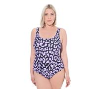Ulla Popken Women's Badeanzug, Leomuster, Ohne Softcups, Rundhals One Piece Swimsuit, Light Purple, 50-52