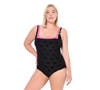 Ulla Popken Women's Badeanzug Lisa, Herzstruktur One Piece Swimsuit, Black, 26