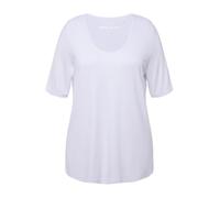Ulla Popken Women's T-Shirt, Front Double Layer, V-Neck, Half Sleeves, Snow White, 16-18