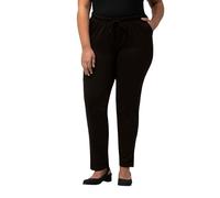Ulla Popken Ladies Plus Size Plus Size Trousers Slim Fit Elasticated Waistband Side Slits Up to Size 66/68 709769, Black, 45W x 30L