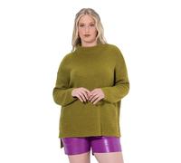 Ulla Popken Ladies Plus Size Plus Size Turtleneck Ribbed Knit Oversized Long Sleeve Light Yellow Green 62+ 822713630-62+