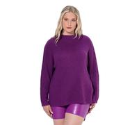 Ulla Popken Ladies Plus Size Plus Size Turtleneck Ribbed Knit Oversized Long Sleeve Sweater 822713, BlackBerry, 36/38 UK