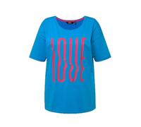 Ulla Popken, Ladies Plus Size T-Shirt with Lettering Print Oversize Dori, Sapphire Blue, 28 UK/30 UK