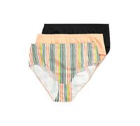 Ulla Popken, Ladies Plus Sizes 3 Pack Midi Briefs Striped Symphony, Light Coral, 46-48