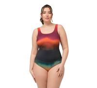 Ulla Popken, Ladies Plus Sizes Alice Softline Fire Tie Dye Swimsuit, Black, 38-40
