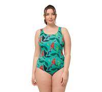 Ulla Popken Women's Alice Softline 827763 Leaves in Water Swimsuit One Piece, Green, 38-40