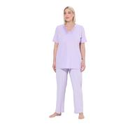 Ulla Popken Ladies Satin Detail Morning Rise Pyjamas, Delicate lavender, 46-48 Große Größen