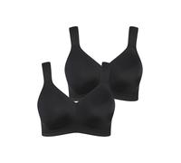 Ulla Popken Women's Mikrofaser-BH, 2er Pack Cup C-D Bra, Schwarz, 48DD