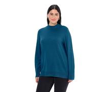 Ulla Popken Women's Pullover, Stehkragen, Langarm, Rippbündchen Sweater, Blue-Green, 16-18