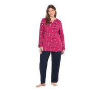 Ulla Popken Pyjama, Floraler Druck, V-Ausschnitt, Langarm Pyjama Set for Women, fuchsia, 46-48
