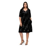 Ulla Popken Women's Samtkleid mit Pailetten Dresses, Black, 16/18