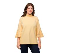 Ulla Popken Women's Sweatshirt with Embroidered Sleeves, Light Yellow, 24-26