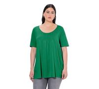 Ulla Popken T-Shirt, Zierfalten, A-Linie, Rundhals, Halbarm, Modal T-Shirts, Emerald Green