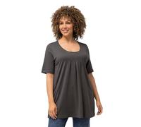 Ulla Popken Women's T-Shirt, Zierfalten, A-Linie, Rundhals, Halbarm, Modal, Graphite Grey, 20 UK/22 UK