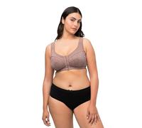 Ulla Popken, Women Large Size Relief Bra Front Closure Wireless Cup C-D, Taupe, 52C