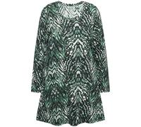 Ulla Popken women’s plus size long shirt snake A line round neck