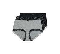 Ulla Popken Women's 3pcs, Hipster Dotted and Striped Slips, Schwarz, 54-56