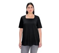 Ulla Popken Women's A-Line Carare Neck Half Sleeve T-Shirt Black Beauty 18/20