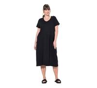 Ulla Popken Women's A-line Dress Dividing Seams, 1/2 Sleeve Split, Black/White, 22 UK/24 UK