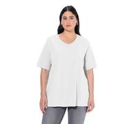 Ulla Popken Women's A-line, V-Neck, Half Sleeves T-Shirt, White Out, 20-22