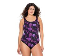 Ulla Popken Women's Badeanzug Alice, Softline, Blattfeuerwerk One Piece Swimsuit, Black, 54-56