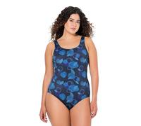 Ulla Popken Women's Alice Softline Leaf Fireworks Swimsuit, Navy, 54-56
