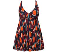 Ulla Popken Women's Amber Spot Print Swim Dress 827323 One Piece Swimsuit, Black, 54-56