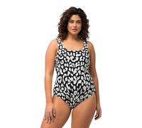 Ulla Popken Women's Badeanzug Alice, Softliner, Dg, Leo One Piece Swimsuit, Black, 54-56