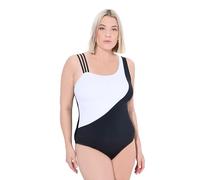 Ulla Popken Women's Badeanzug Fabienne, One-Shoulder, Colourblock Piece Swimsuit, Black, 16