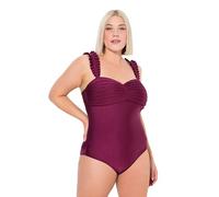Ulla Popken Women's Badeanzug Gelegte Falten Shiny One Piece Swimsuit, Purple, 26