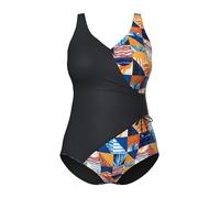 Ulla Popken Women's Badeanzug, Karo, Softcups, Wickeloptik, Recycelt Swimsuit, Chequered, Soft Cups, wrap Look, Recycled (Pack of 1)