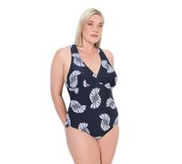 Ulla Popken Women's Badeanzug Laura, Makramee, Ammonit One Piece Swimsuit, Black, 26