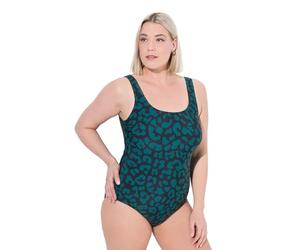 Ulla Popken Women's Badeanzug, Leomuster, Ohne Softcups, Rundhals One Piece Swimsuit