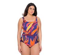 Ulla Popken Women's Badeanzug, Ohne Softcups, Rundhalsausschnitt One Piece Swimsuit, Night Blue, 54-56