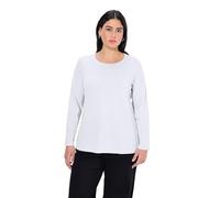 Ulla Popken Women's Basic-Shirt, Rundhalsausschnitt, Slim, Baumwolle Longsleeve T, White (20), 28-30