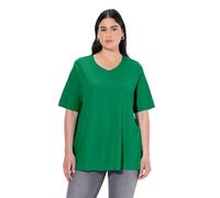 Ulla Popken Women's Basic Shirt, V-Ausschnitt, Relaxed, Halbarm, smaragdgrün, 32-34