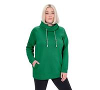 Ulla Popken Women's basic two-tone drawstring sweatshirt, emerald green, regular, emerald green