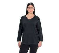 Ulla Popken Women's Basic-V-Shirt, Langarm t, Schwarz, 24-26