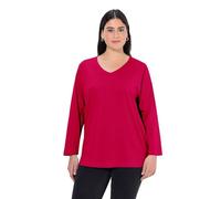 Ulla Popken Womenswear Plus Size Curvy Back to Basics V-Neck Relaxed Fit Cotton Tee red 54+ 725334536-54+