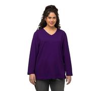 Ulla Popken Women's Basic V-Shirt, Long Sleeves Longsleeve T, Deep Purple, 36-38