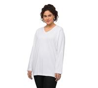 Ulla Popken Women's Basic V-Shirt, Long Sleeves Longsleeve T, Snow White, 28-30