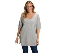 Ulla Popken Women's Basic-V-Shirt t, Hellgrau Mélange, 32-34