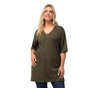 Ulla Popken Women's Basic V Shirt T Shirt, Forest Green, 36/38 UK