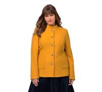 Ulla Popken Women's Boiled Wool Jacket with Virgin Wool Blazer, Light Mustard Yellow, 34