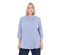 Ulla Popken Women's Bubble-Bluse, Streifen, Hemdkragen, 3/4-arm Shirt Blouse, Cobalt Blue, 32-34 Plus